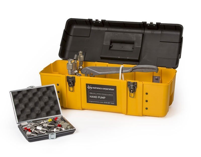 front view of the model 3712 hydraulic hand pump with detail controls and connectors