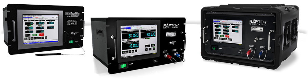 three air data calibrators are displayed on a white background
