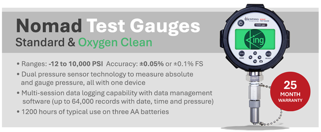Nomad Test Gauges Standard and Oxygen Clean Graphic